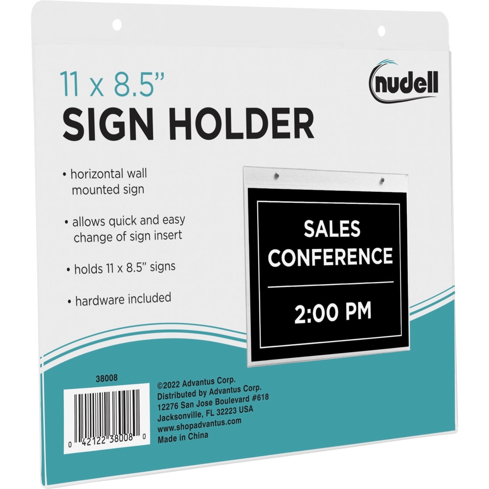 Nu Dell Acrylic Sign Holder, 11in x 8 1/2in, Clear MPN:38008