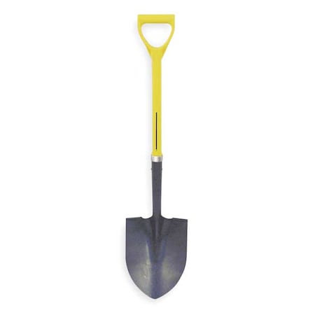 Round Point Shovel, 16 ga Steel Blade, Standard Step, 27 in L Yellow MPN:6894156