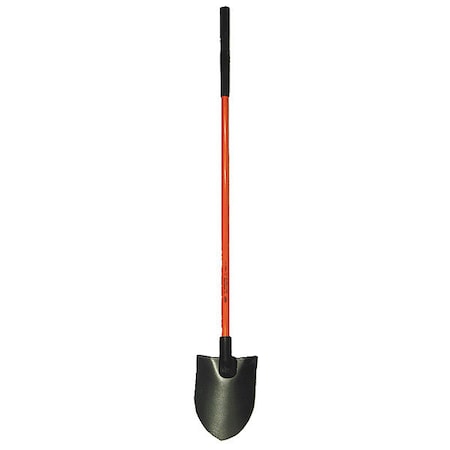 Round Point Non-Conductive Shovel, 14 ga Steel Blade, Standard Step, 48 in L Black Fiberglass Handle MPN:6894320