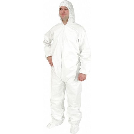 Disposable Coverallss, Hooded, 4XL/5XL, NuTech, White, 25 PK MPN:CV-64B92-8