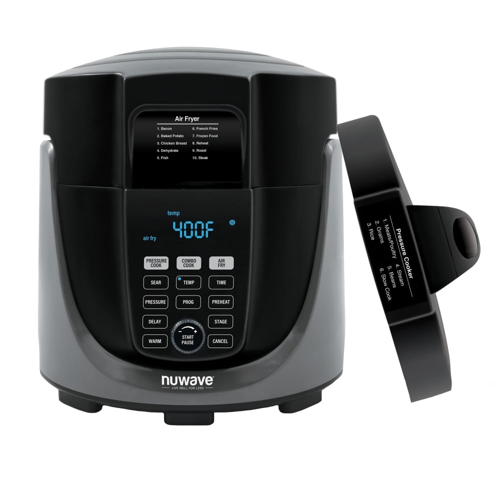NuWave 33901 Duet Pressure Cooker/Air Fryer, 11-3/4inH x 12-3/4inW x 22inD, Black MPN:33801