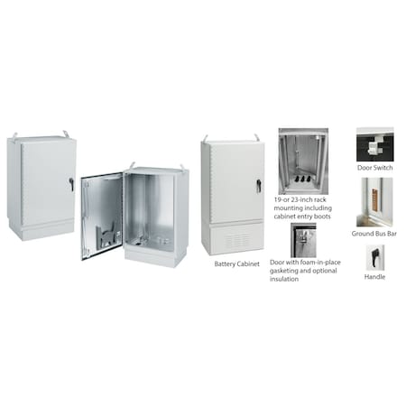 FTTX Fiber Optic Cabinet Package, Type 4X, 84.00x30.00x44.00, Lt Gray, MPN:T843044FTTXDAB