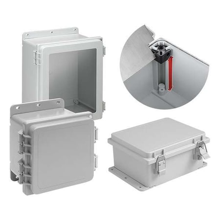 1/4 Turn Latch Electrical Enclosures, 12.08 in H, 6.35 in D, 10 in W, 12, 13, 4, 4X, Polyester MPN:A12106PHC