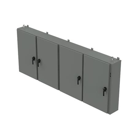 3 Point Latch with Padlocking Electrical Enclosures, 48 in H, 18 in D, 156-1/2 in W, 12, Steel MPN:A48X4E15718