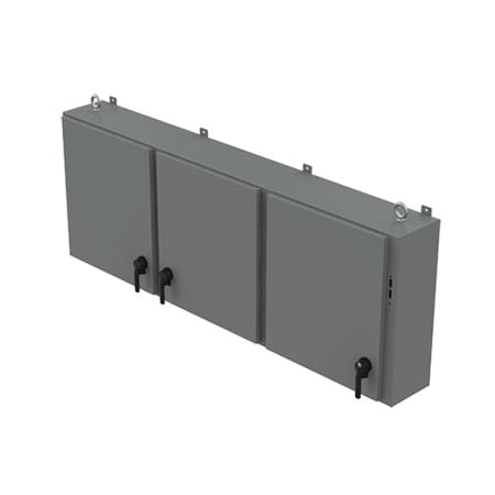 3 Point Latch with Padlocking Electrical Enclosures, 60 in H, 12 in D, 118-1/4 in W, 12, Steel MPN:A60X3E11912
