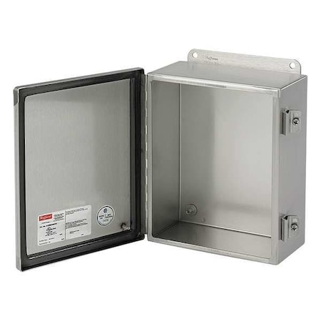 Screw Down Clamps Electrical Enclosures, 8 in H, 4 in D, 6 in W, 12, 3R, 4, 4X, 304 Stainless Steel MPN:A8064CHNFSS