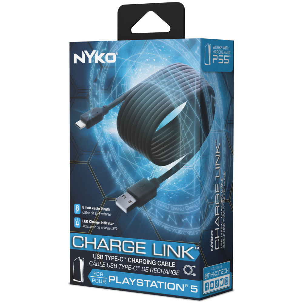 Nyko Charge Link for PlayStation 5 Controllers, 8-ft., Black (83312) MPN:83312