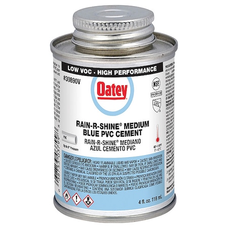Pipe Cement, Can, 4 fl oz, Blue MPN:30890V