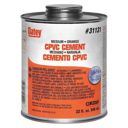 Pipe Cement, 32 fl oz, Orange MPN:31131