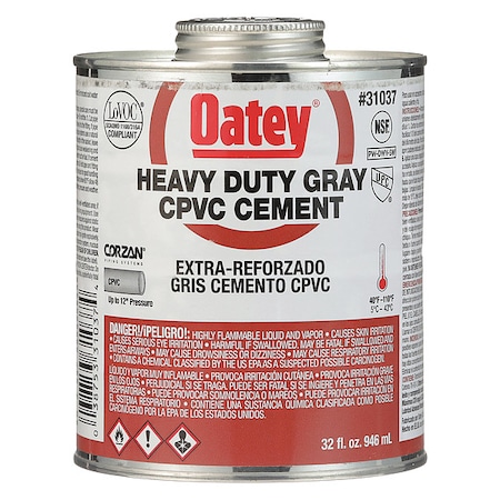 CPVC Cement, Heavy Duty, Gray, 32 oz. MPN:31037