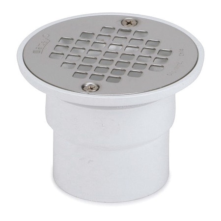 Round with ring Slab Drain, PVC, Stainless Steel, 2