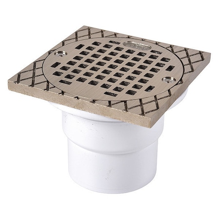 Round with ring Slab Drain, ABS, Stainless Steel, 2