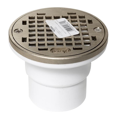 Round with ring Slab Drain, PVC, Stainless Steel, 2