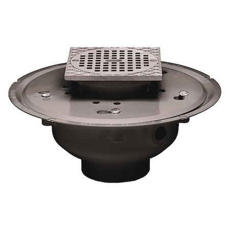 Round with Square Ring Drain, PVC, Brass, 3