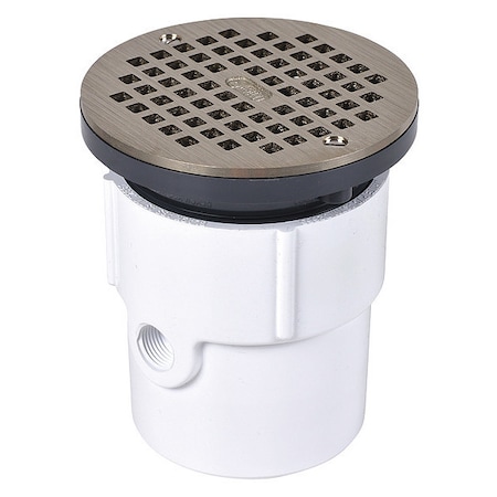 Round Adjustable Drain, PVC, Nickel, 3