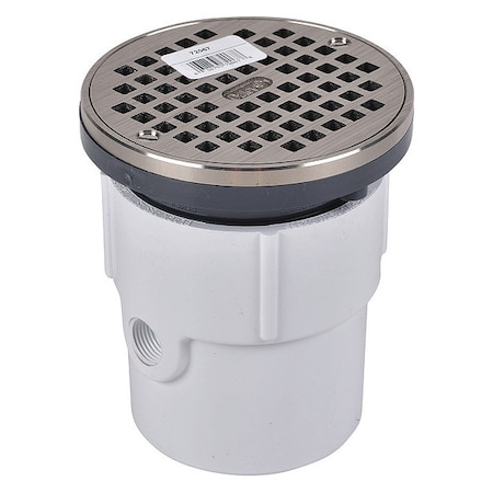 Round with ring Adjustable Drain, PVC, Nickel, 3