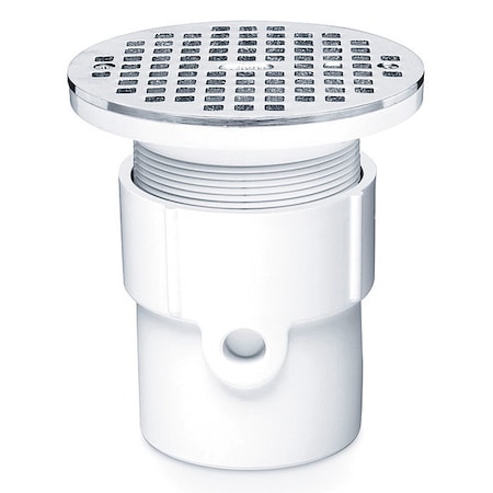 Round Adjustable Drain, PVC, Stainless Steel, 3