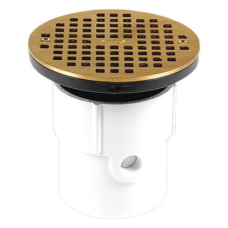Round Adjustable Drain, PVC, Brass, 3
