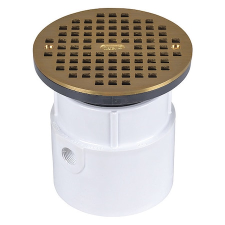 Round Pipe Drain, PVC, Brass, 4