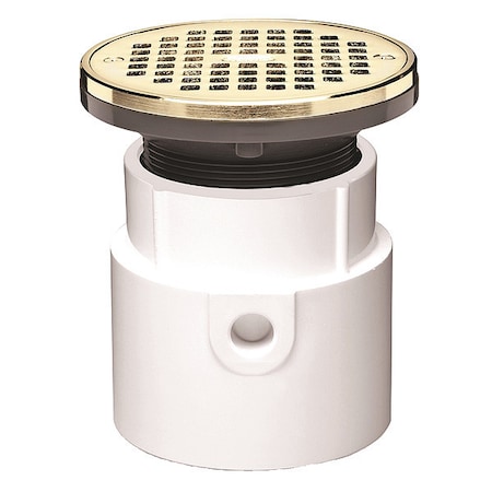 Round with ring Adjustable Drain, PVC, Brass, 3