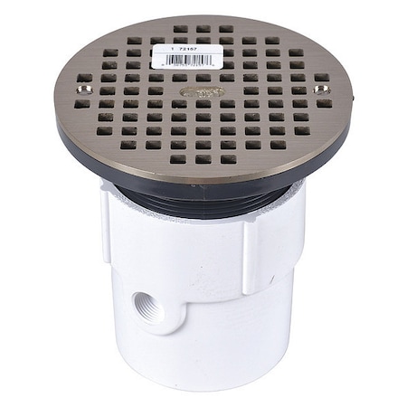 Round Adjustable Drain, PVC, Nickel, 3