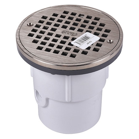 Round with ring Adjustable Drain, PVC, Nickel, 3