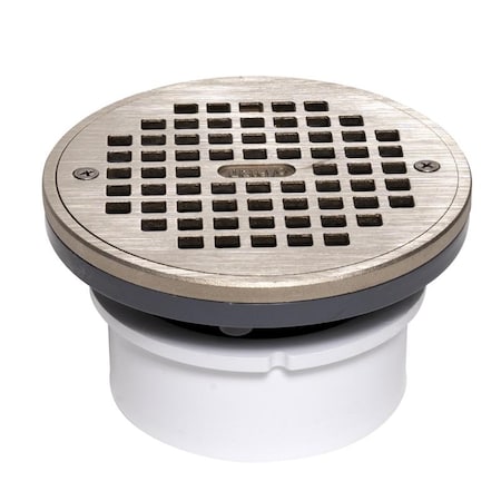 Round with ring Hub Drain, PVC, Nickel, 4