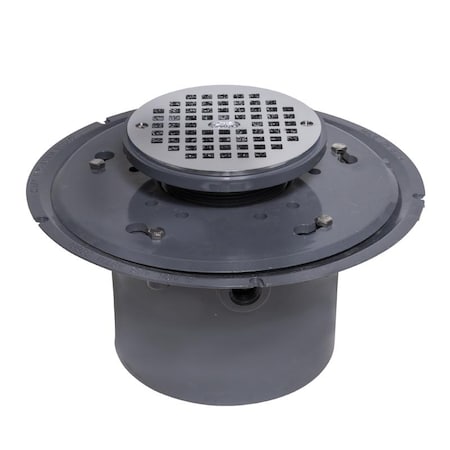 Round Adjustable Drain, PVC, Chrome, 6