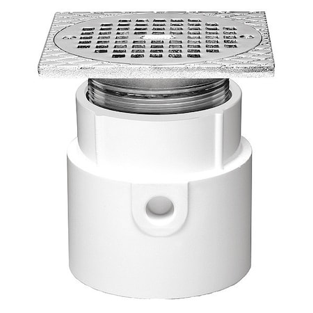 Round with ring Adjustable Drain, PVC, Nickel, 3