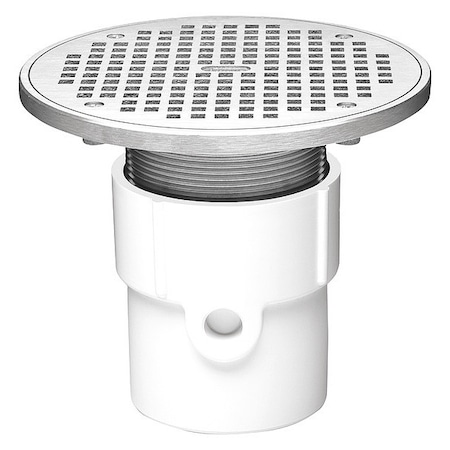 Round Adjustable Drain, PVC, Nickel, 3
