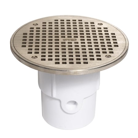 Round Adjustable Drain, PVC, Nickel, 3