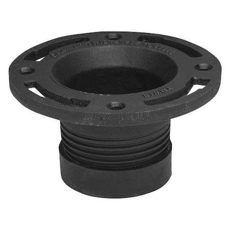 Toilet Flange, Black, Cast Iron, 4