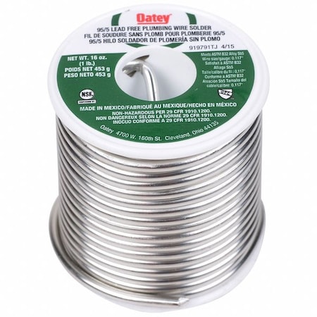 Lead Free Solder, 0.117 in. dia., 1 lb. MPN:22018