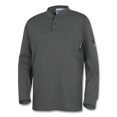 Fr 7OZ Cotton Henley Shirt Long Sleeves Grey S MPN:ZFI404-S
