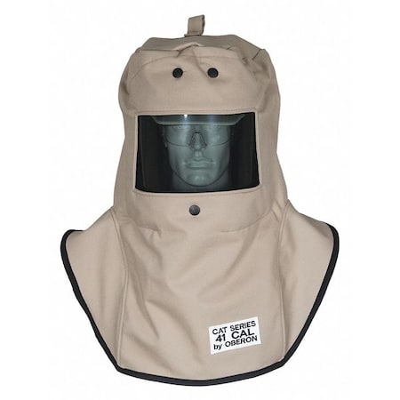 Cat4 Arcflash Hood, Hard Cap, 4, 41 cal/sq cm, Cotton, Khaki, One Size MPN:CAT4-C