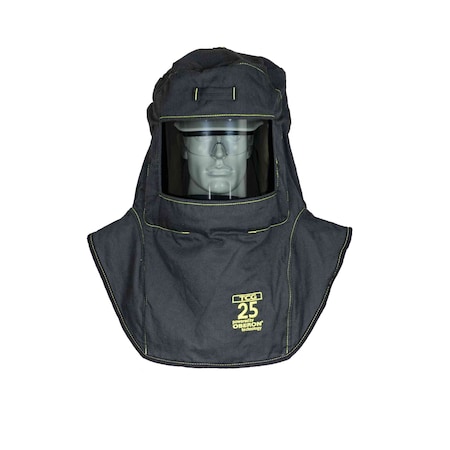 Arc Flash Hood, 3 PPE CAT, 27 cal/sq cm, Polycarbonate Window, Black, Universal MPN:TCG25-C