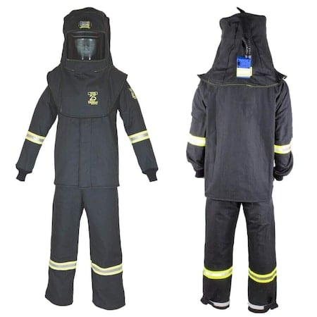 Arc Flash Clothing Kit, 25 Cal, Includes Bib, Coat, Hood, Light & Vent, Black, L MPN:TCG3B-ES-L+HVSL