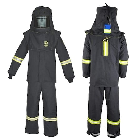 Deluxe Arc Flash Clothing Kit, 100 Cal, Includes LED and Vent, Black, 4XL MPN:TCG6B-ESL-4XL+HVSL