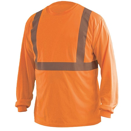 Unisex Long Sleeve T-Shirt, Polyester, Pullover, Orange, L MPN:LUX-LSET2B-OL