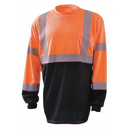 Unisex Long Sleeve T-Shirt, Polyester, Pullover, Black; Orange, XL MPN:LUX-LSETPBK-OXL