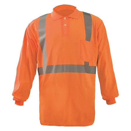 Unisex Long Sleeve Polo Shirt, Polyester, Button, Orange, L MPN:LUX-LSPP2B-OL