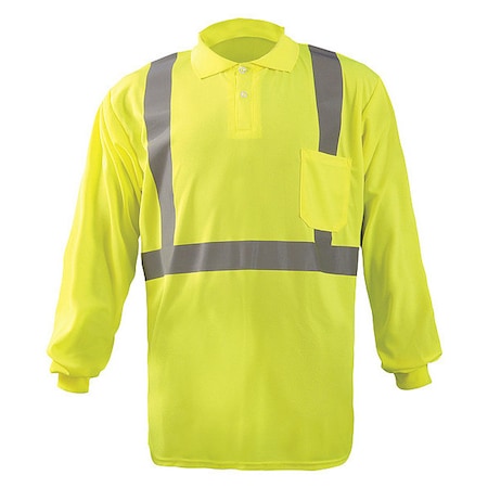 Unisex Long Sleeve Polo Shirt, Polyester, Button, Yellow, S MPN:LUX-LSPP2B-YS
