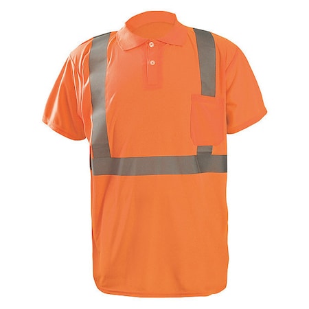 Unisex Short Sleeve Hi-Vis Polo Shirt, Polyester, Button, Orange, 4XL MPN:LUX-SSPP2B-O4X
