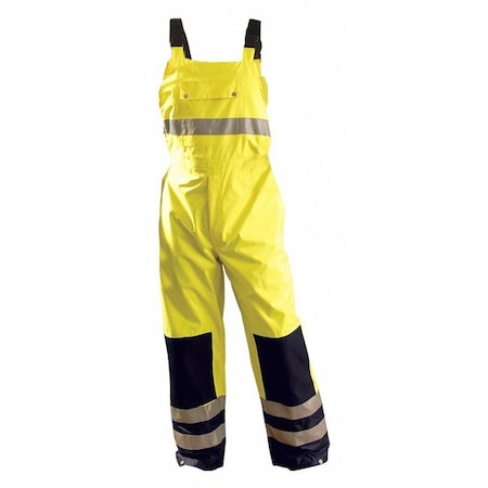 Rain Pants, Polyester/Polyurethane, 30 in Inseam, Pull On Closure, Yellow, Size S MPN:LUX-TENBIB-YS