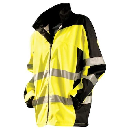 Rain Jacket with Hood, Polyester, Class 3 R, Yellow, M MPN:SP-BRJ-YM