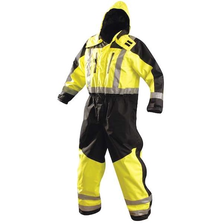 Cold Weather Coverall Rainsuit, Polyester, 9.8 mil Thick, Yellow, 4XL MPN:SP-CVL-BY4X