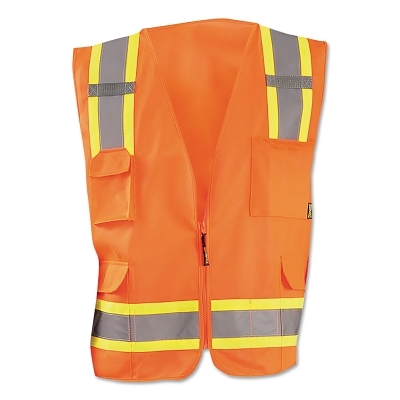 Class 2 Solid Vest 2 Tone Zip Close Sm Or MPN:ECO-ATRANS-OS