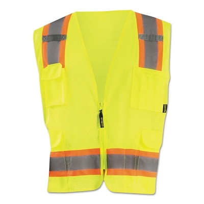 Class 2 Mesh Vest 2 Tone Zip Close Sm Yel MPN:ECO-ATRNSM-YS