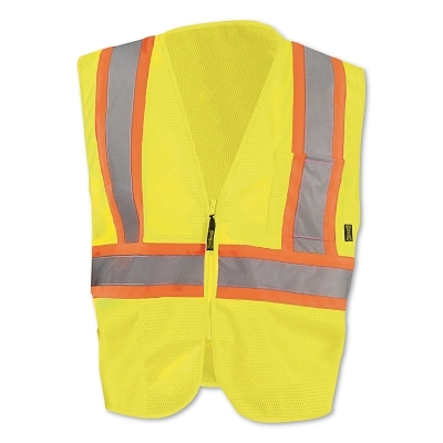 Class 2 Mesh Vest 2 Tone Zip Close Sm Yel MPN:ECO-IM2TZ-YS