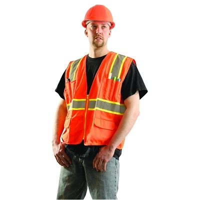 Class 2 Solid Vest 2-Tone Tape Zipper Or 4X MPN:LUX-ATRANS-O4X